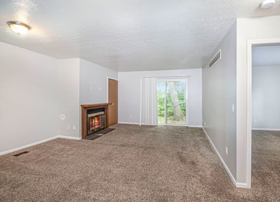 Open living, fireplace