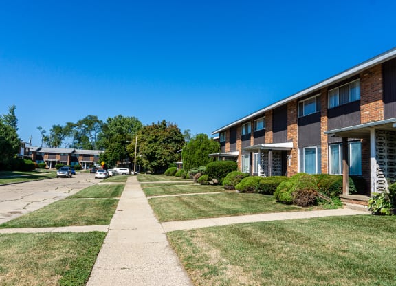 Building exteriors at Carriage House Apartments in Flint, Michigan