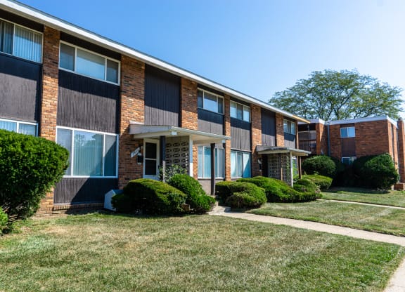 Building exteriors at Carriage House Apartments in Flint, Michigan