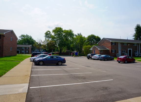 Parking lot with ample parking spaces, at Gale Gardens Apartments
