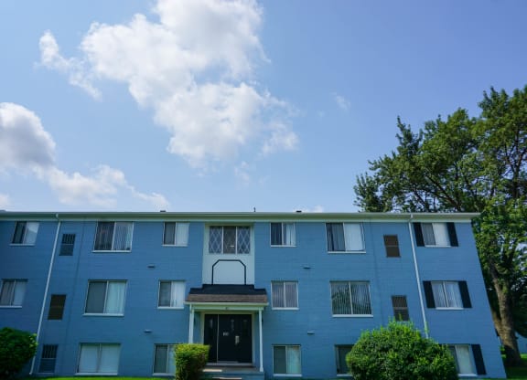 Apartment building entry, at Gale Gardens Apartments