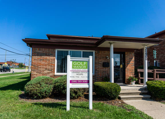 Leasing office at Golf Manor Apartments in Roseville, Michigan