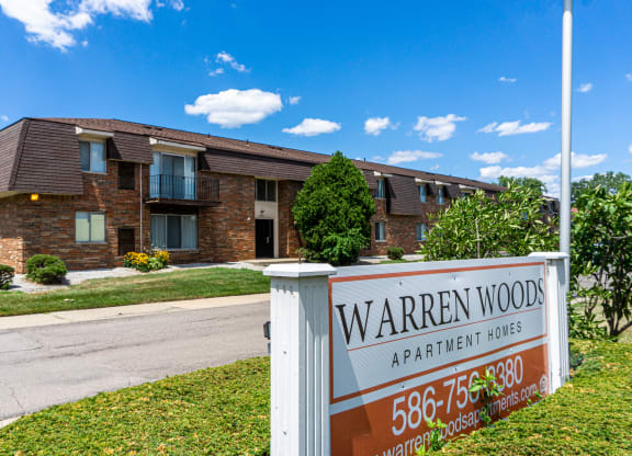 Building and Sign at Warren Woods Apartments in Warren, Michigan