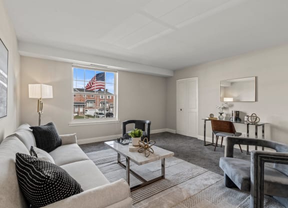 Modern Living Room at Rushwood Apartments, Philadelphia