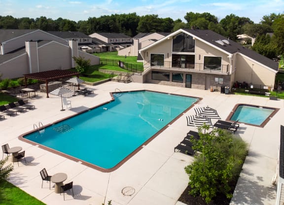 an aerial view of the swimming pool at Townhomes at Gateway, Bensalem, PA
