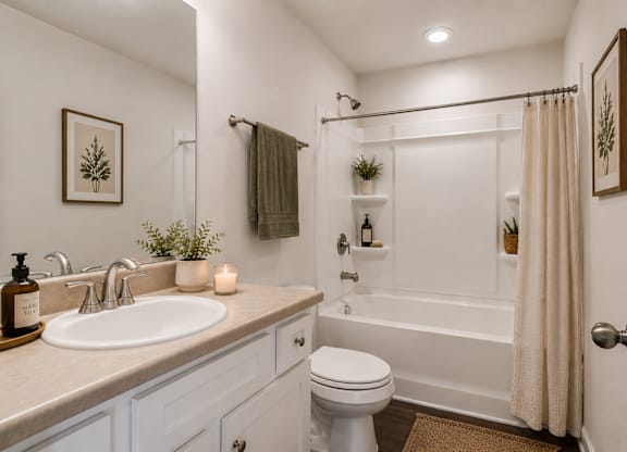 Secondary suite bathroom with a tub and shower combination