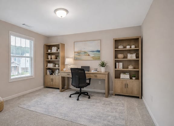 Guest bedroom with a premium office space.