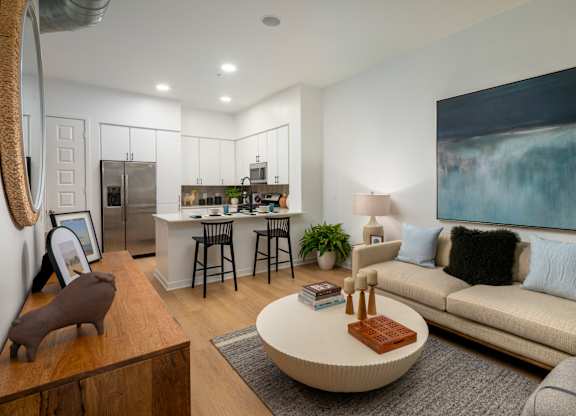 Modern living room at Accent Apartments, Los Angeles, CA