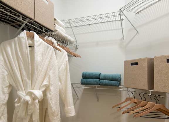 White bathrobe hanging at Accent Apartments, Los Angeles, CA, 90066