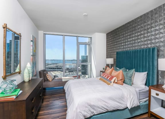 Spacious bedroom at K1 Apartments, San Diego, CA 92101