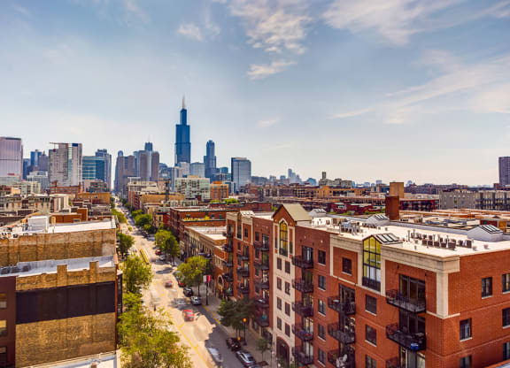 Skyline view of Chicago from The Madison at Racine at The Madison at Racine, Illinois