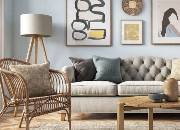 a living room with a couch and a chair at Greenway Village Apartments, New Jersey, 08840