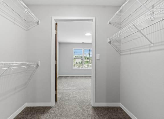 walk through closet with shelving