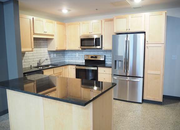 large kitchens at the historic minnesota building live/work flats