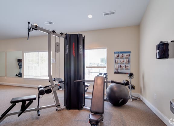 Gym with exercise equipment at Blueberry Hill Apartments, Rochester, NY