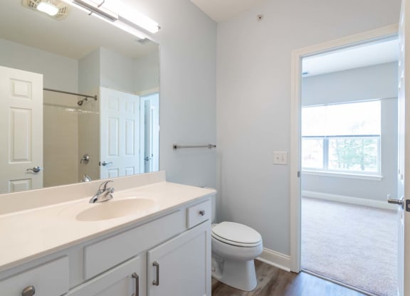 Drum Hill 2 Bedroom Apartment bathroom with laminate flooring
