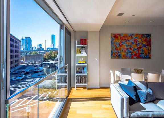 26 west broadway one bedroom apartment with large open balcony overlooking red line mbta