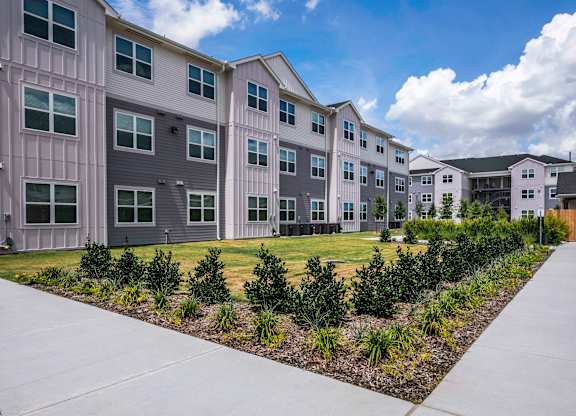 Building exterior with landscaping