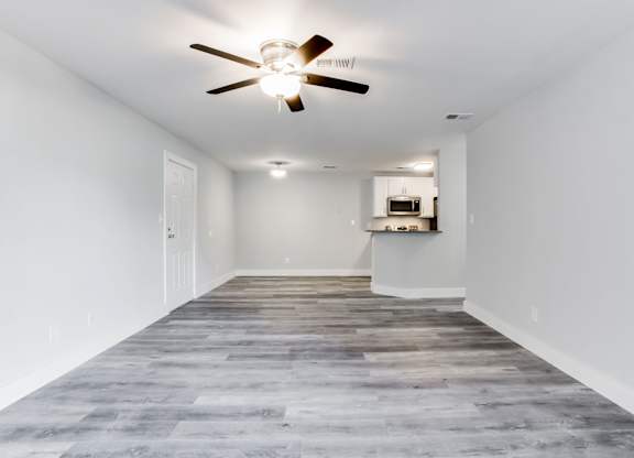A newly updated living room at Spring Lake Cove Apartments in Birmingham