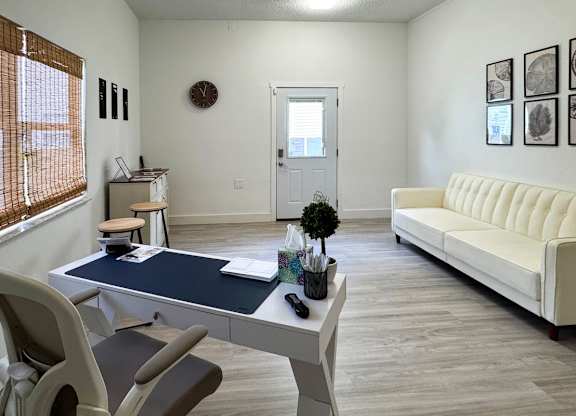 The welcoming office at Haven on Canal Apartments in New Smyrna Beach, FL