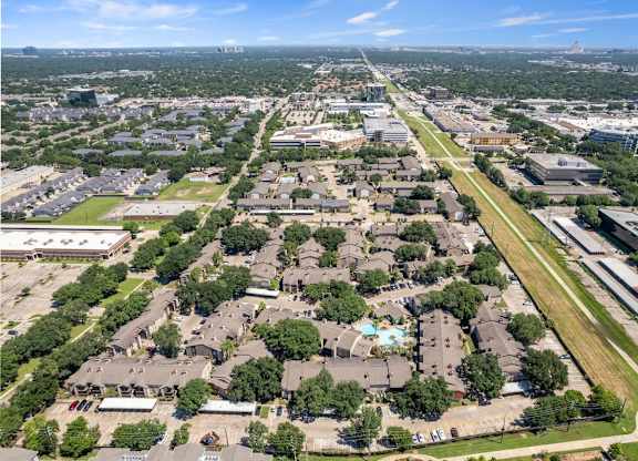 an aerial view of Hudson at Westchase Apartments in Houston, TX