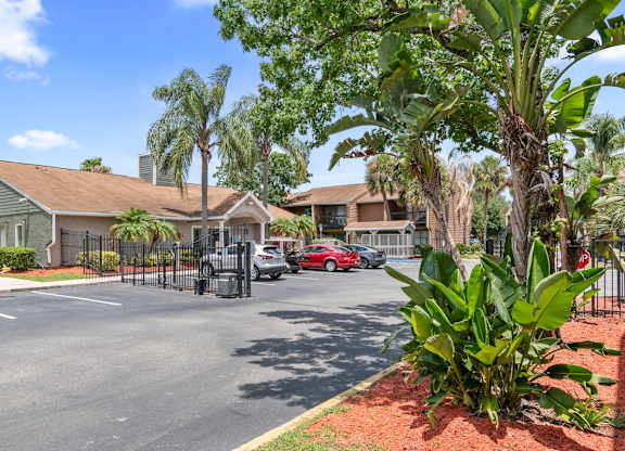 The gated entrance to Winford Place Apartments at 4255 Barwood Way Orlando, FL 32839