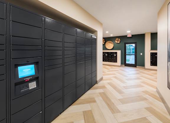 Mail room at 1900 Parmer Apartments in Austin TX