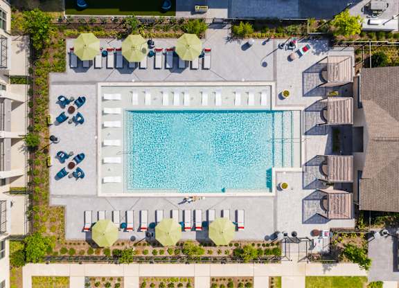 Aerial view of pool at 1900 Parmer Apartments in Austin TX