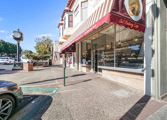 Street view of cafe at Altitude Apartments in South San Francisco CA