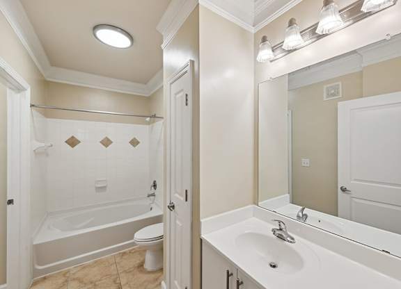 Bathroom with sink and shower at Westerchester at the Pavillions in Waldorf MD