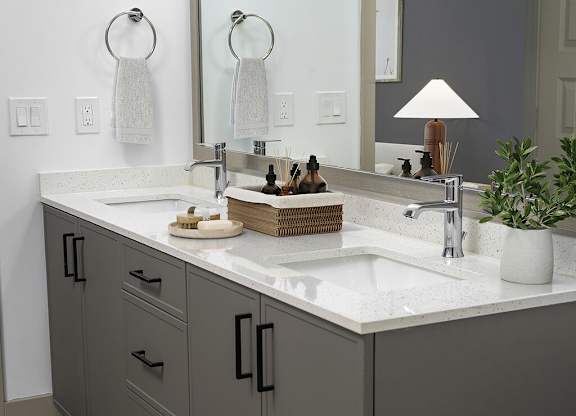 Bathroom in Black Pearl Design at Wayfern Apartments in Sandy Springs GA