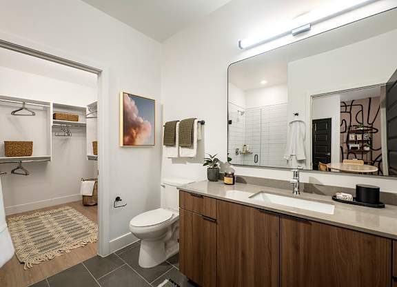Bathroom with closet at 333 Ellington Apartments in Gaithersburg MD