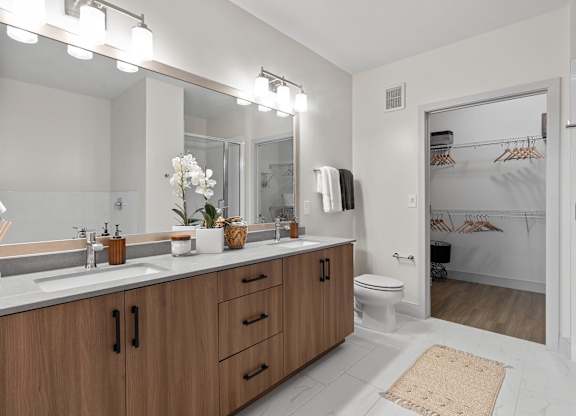 Bathroom and Closet at VERO Apartments in Chelsea MA