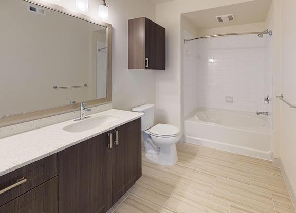 Bathroom with shower tub at 808 West in San Jose CA