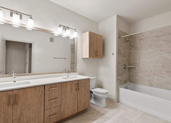 Bathroom Double Sink at VERO Apartments in Chelsea MA