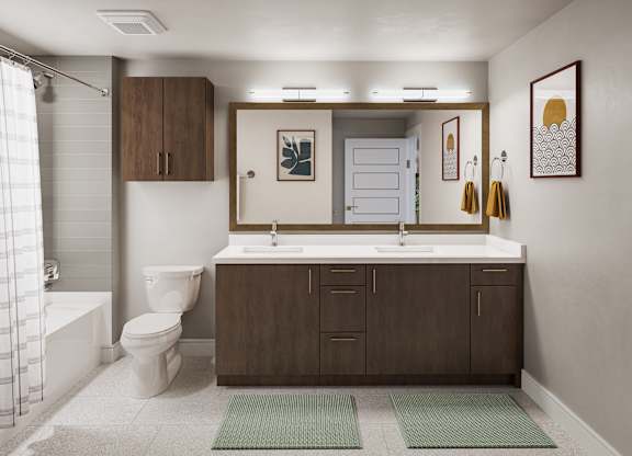 Bathroom with Brass Volcano Finish at Treo in Fort Lauderdale FL