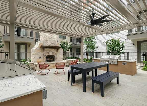 Outdoor fireplace at The Sevens in Dallas TX