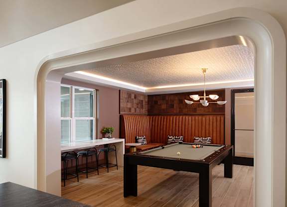 Pool table in social lounge at Wayfern Apartments in Sandy Springs GA