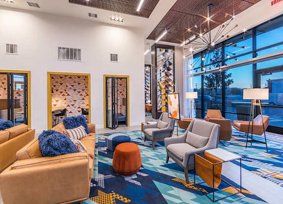 Co working lounge with seating at Altitude Apartments in South San Francisco CA