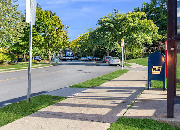 Bus stop at Axis Admiral Hill Apartments in Chelsea MA