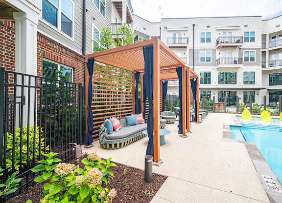 Cabanas and pool at The Belhaven in Alexandria VA