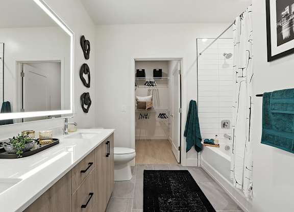 Charcoal design bathroom at Station 316 Woburn MA