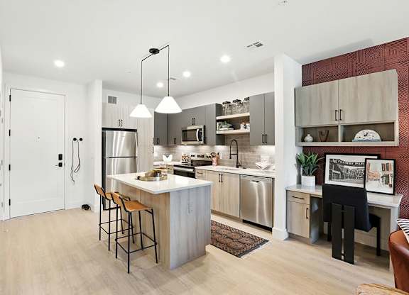 Kitchen in charcoal design at Station 316 Woburn MA