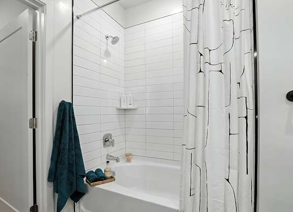 Charcoal design bathroom at Station 316 Woburn MA