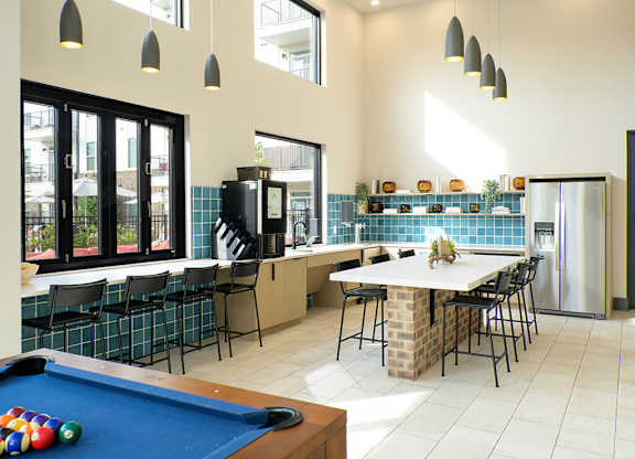 Club room billiards at Verge Apartments in Atlanta GA