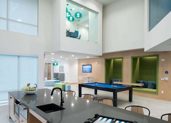 Clubhouse kitchen sink at Jada Legacy Central Apartments in Plano TX
