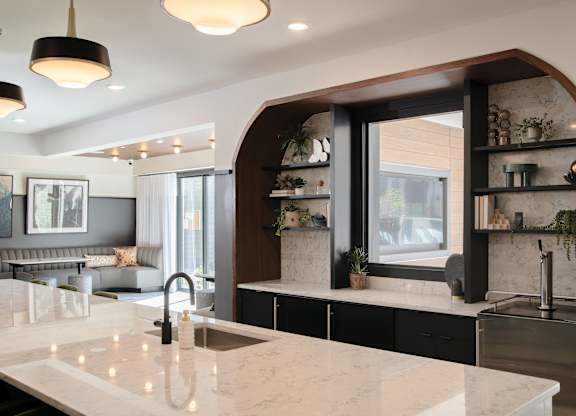 Clubhouse Kitchen Area at The Edley in Atlanta GA