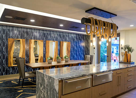 Clubroom Kitchen Island at Vero Apartments IN Chelsea MA