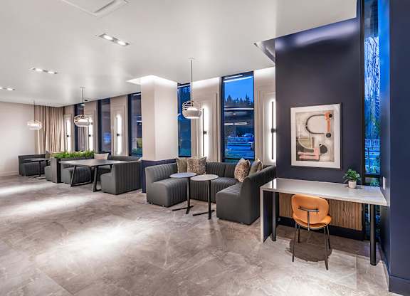 Co working lounge work banquets at The Brynn Apartments in Kirkland WA