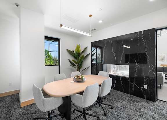 Co working lounge conference room at East Bend Apartments in Houston TX
